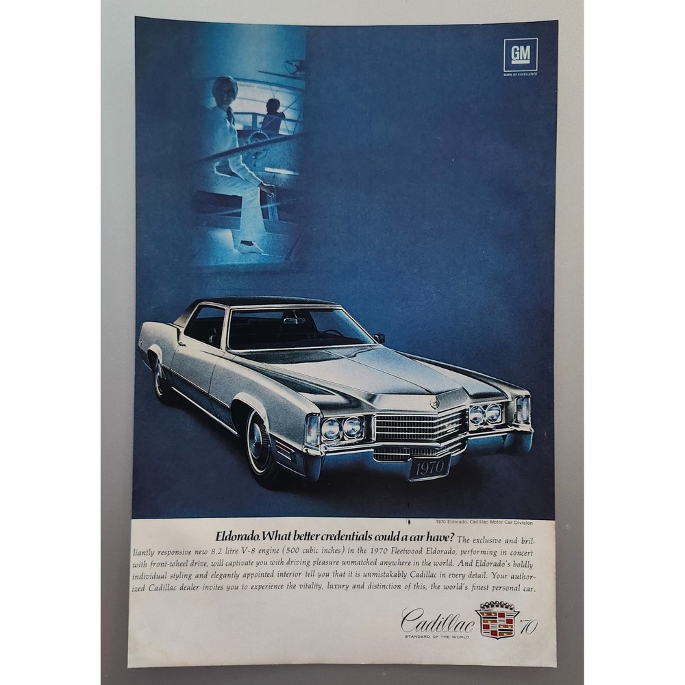 1970 Cadillac Eldorado Print Ad 500 Cubic Inches 10x7‎